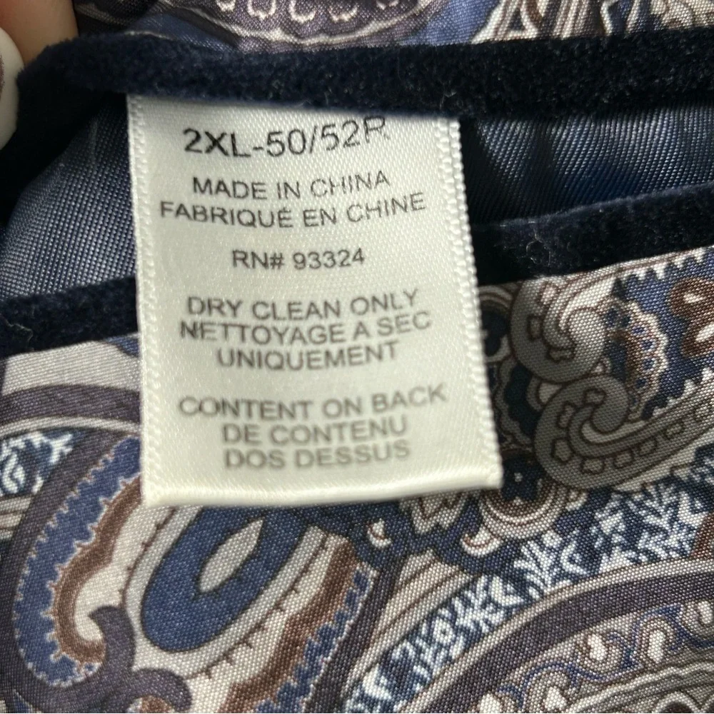 Oak Hill Blazer Mens 2XL 50 52R Blue Velvet‎ Business Event Travel Paisley Lined
